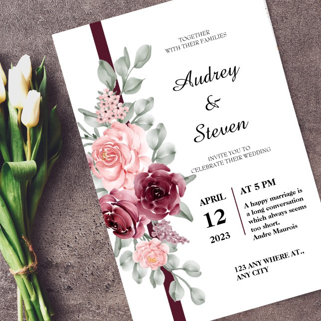 Invitación a la boda rosa rojo rosado (Subido por el creador)