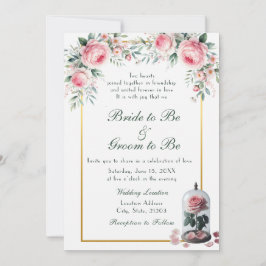 Invitación a la boda rosa rosa rosa color de agua 