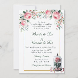 Invitación a la boda rosa rosa rosa color de agua