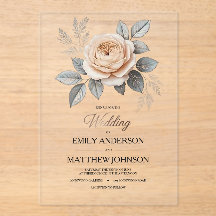 Invitación a la boda rosa rosada acrílica