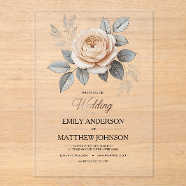 Invitación a la boda rosa rosada acrílica