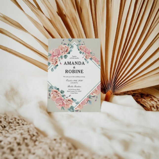 Invitación a la boda rosa rosada de Rubor (Subido por el creador)