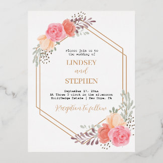 Invitación a la boda Rosa simple y elegante