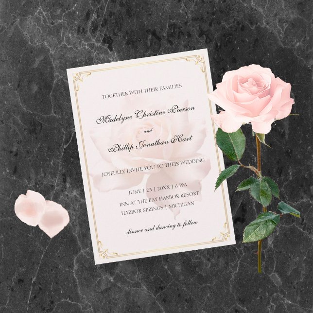 Invitación a la boda rosa suave (Subido por el creador)