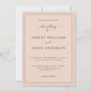 Invitación a la boda rosa suave con guión de moda