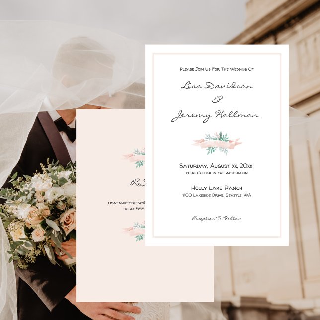 Invitación a la boda rosa suave de verano (Summer Soft Pink Wedding Invitation)