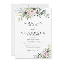 Invitación a la boda rosa verde