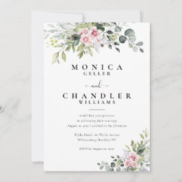 Invitación a la boda rosa verde