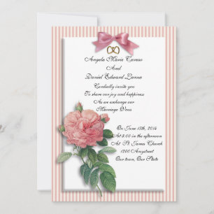 Invitación a la boda rosa vintage shabby chic