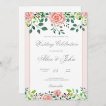 Invitación a la boda rosa y blanca