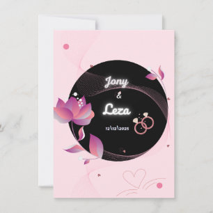 Invitación a la boda rosa y negra
