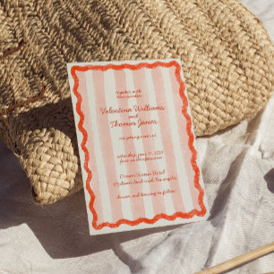 Invitación a la boda rosa y roja moderna y sincera