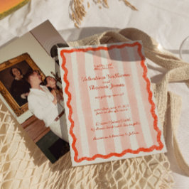 Invitación a la boda rosa y roja moderna y sincera