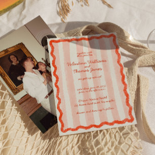 Invitación a la boda rosa y roja moderna y sincera