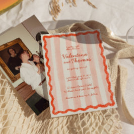 Invitación a la boda rosa y roja moderna y sincera