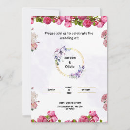 Invitación a la boda rosada con acuarela estética