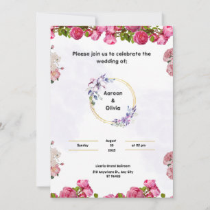 Invitación a la boda rosada con acuarela estética