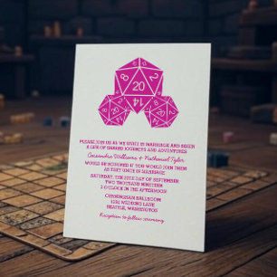 Invitación a la boda rosada D20 dados
