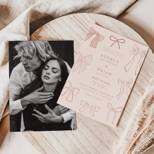 Invitación a la boda rosada de Coquette Bows