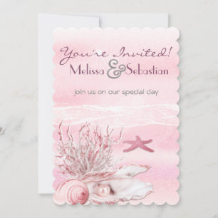 Invitación a la boda rosada de Dream Shore Beach C