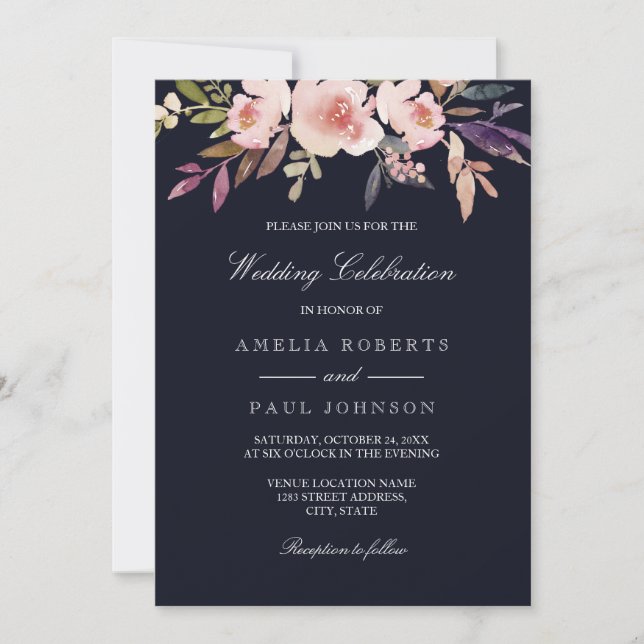Invitación a la boda rosada de la Marina de los Pe (Anverso)