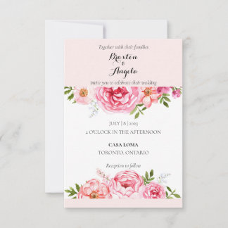 Invitación a la boda rosada de personalizable con