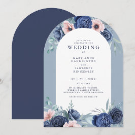 Invitación a la boda rosada de Rubor con flores az