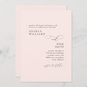 Invitación a la boda rosada de Rubor moderna