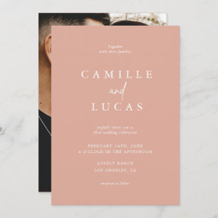 Invitación a la boda rosada dura