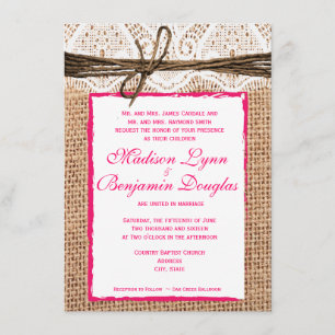 Invitación a la boda rosada en el arbusto de los e