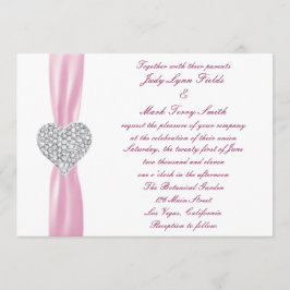 Invitación a la boda rosada en el corazón del diam