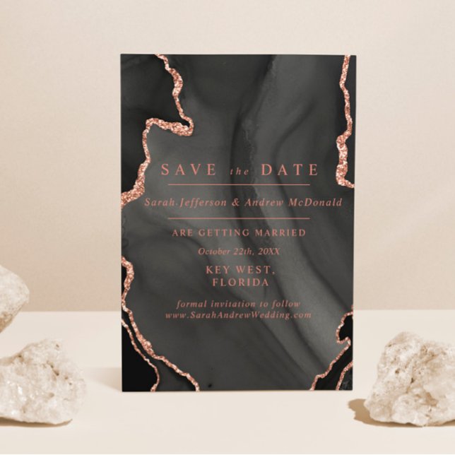 Invitación a la boda rosada en negro y Rubor (Subido por el creador)