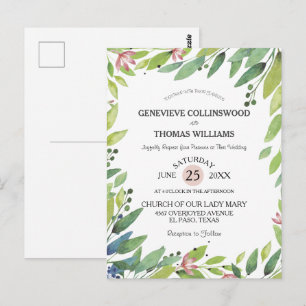 Invitación a la boda rosada en Rubor botánico de p