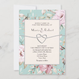 Invitación a la boda rosada en Rubor con flores ru