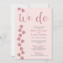 Invitación a la boda rosada Purpurina del corazón
