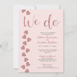 Invitación a la boda rosada Purpurina del corazón