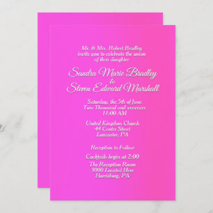 Invitación a la boda rosada radiante de 5" x 7"