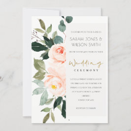 Invitación a la boda rosada Rosa de Eucalyptus Rub