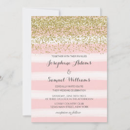 Invitación a la boda rosada y de oro