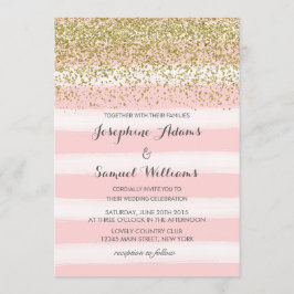Invitación a la boda rosada y de oro