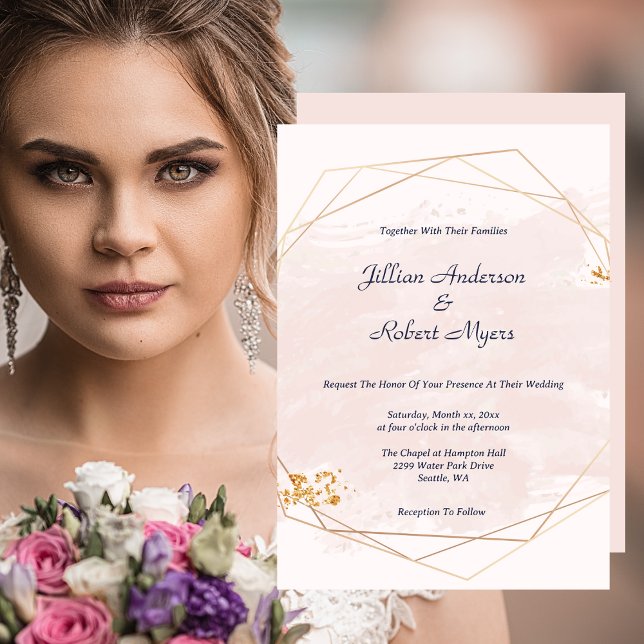 Invitación a la boda rosada y de oro de Rubor (Blush Pink and Gold Wedding Invitation)