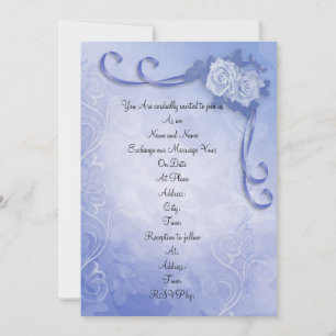 Invitación a la boda rosas antiguos azules