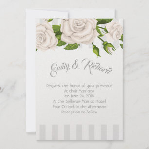 Invitación a la boda-rosas blancas en rayas invita
