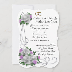 Invitación a la boda rosas blancos y lavanda
