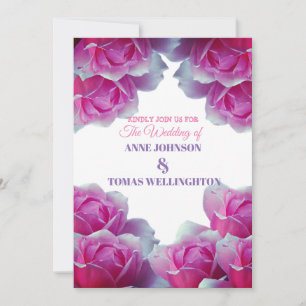Invitación a la boda, rosas rosadas