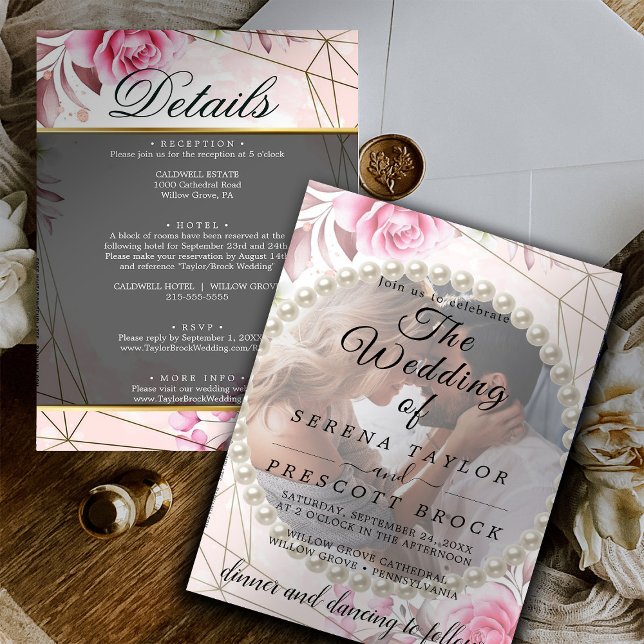 Invitación a la Boda Rosy Elegant Vellum Overlay (Subido por el creador)