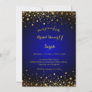 Invitación a la boda Royal Blue and Gold con motiv