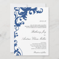 Invitación a la boda Royal Blue Elegant Damask