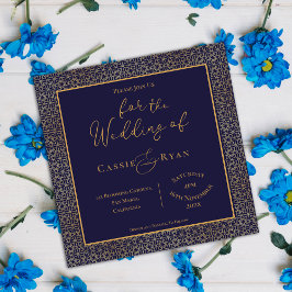 Invitación a la boda Royal Regal Blue Gold Design