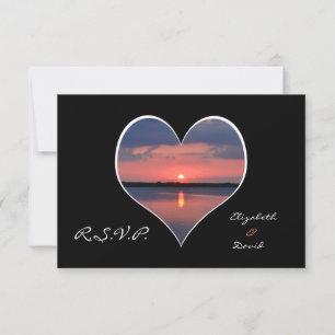 Invitación a la boda RSVP - Atardecer en el corazó